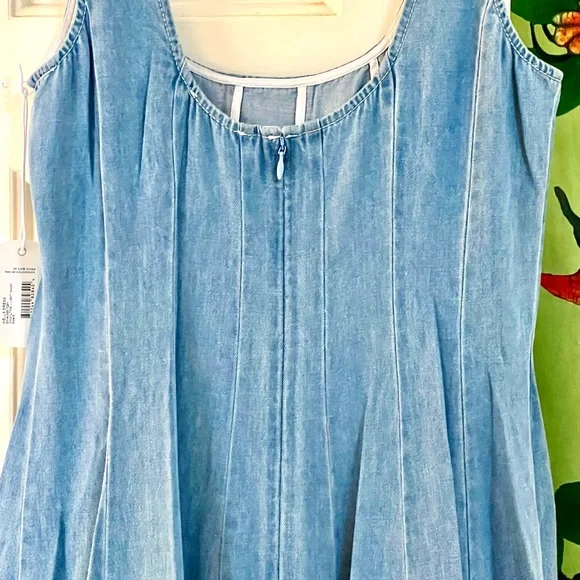 🌺🎉HP🎉🌺 NWT Staud Wells Midi Dress Light Wash Denim - Picture 14 of 16